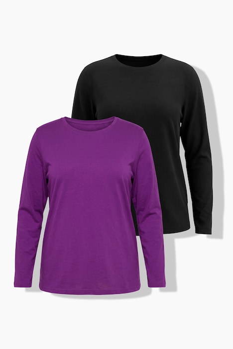 Longsleeve, T-shirts, set van 2, ronde hals, lange mouwen