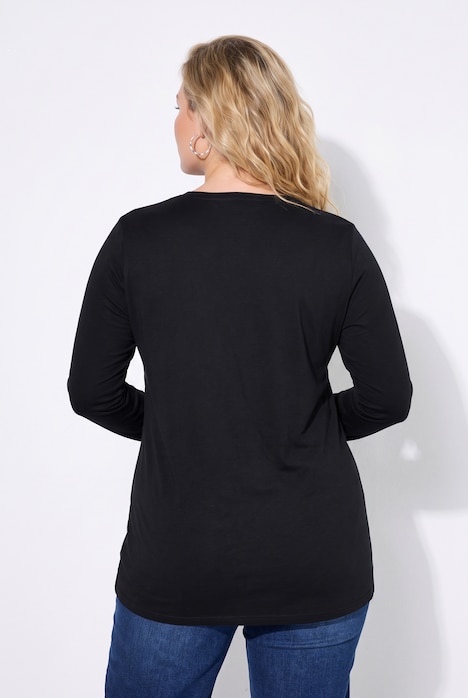 T-shirt, coupe classique, col rond, manches longues