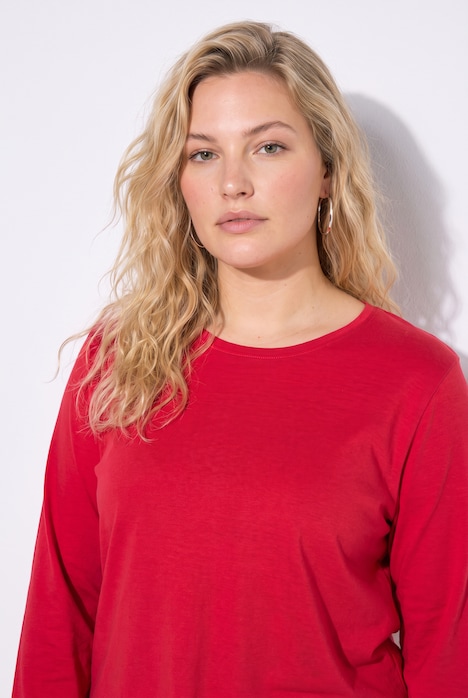 T-shirt, coupe classique, col rond, manches longues