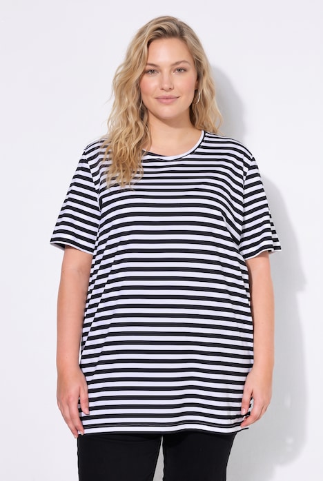 Classic Two Stripe Round Neck Short Sleeve Cotton Tee