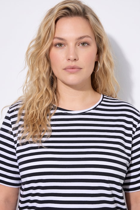 Classic Two Stripe Round Neck Short Sleeve Cotton Tee