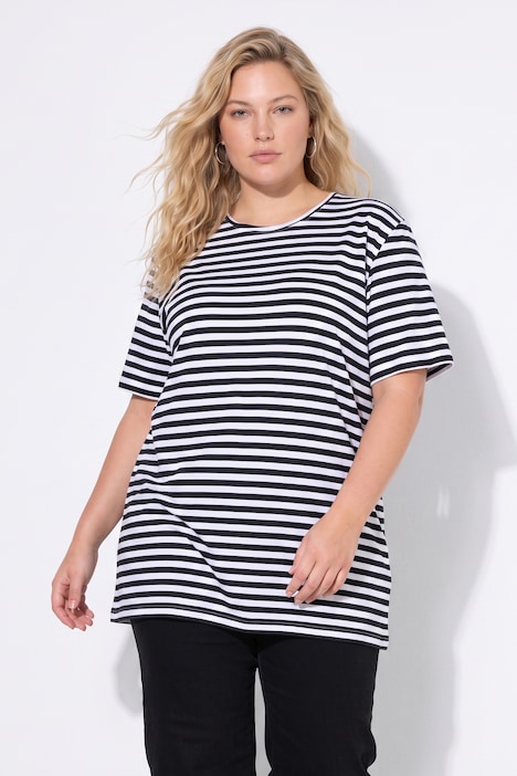 Classic Two Stripe Round Neck Short Sleeve Cotton Tee