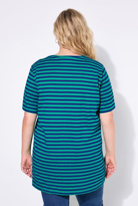 Classic Two Stripe Round Neck Short Sleeve Cotton Tee