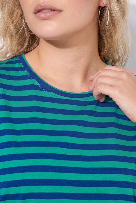 Classic Two Stripe Round Neck Short Sleeve Cotton Tee