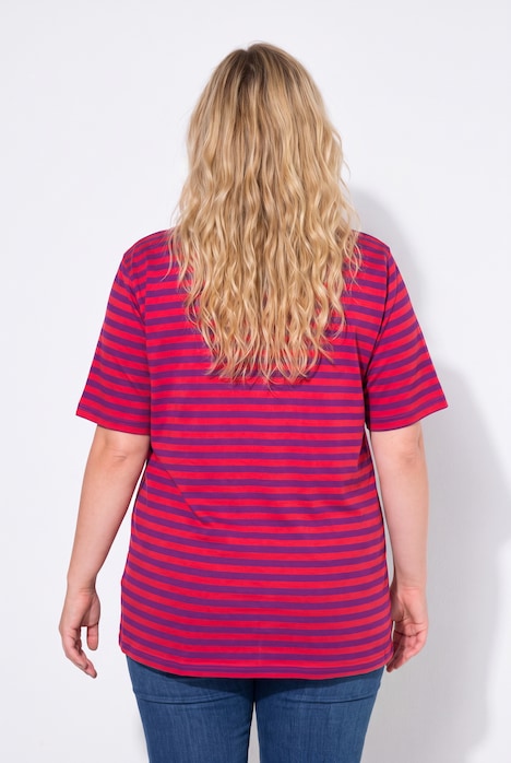 Classic Two Stripe Round Neck Short Sleeve Cotton Tee