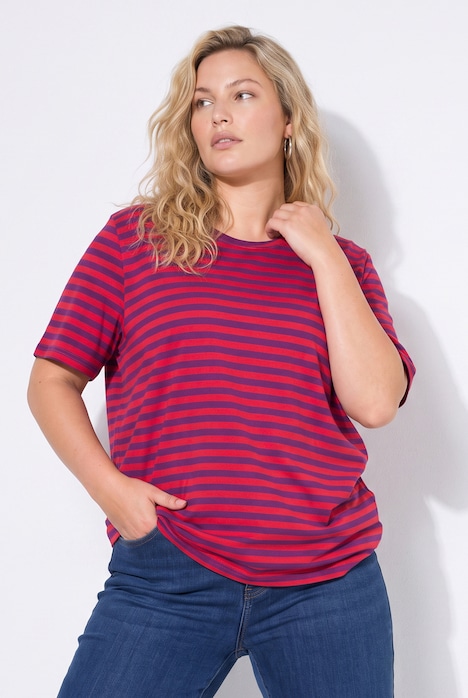 Classic Two Stripe Round Neck Short Sleeve Cotton Tee