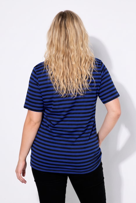 Classic Two Stripe Round Neck Short Sleeve Cotton Tee