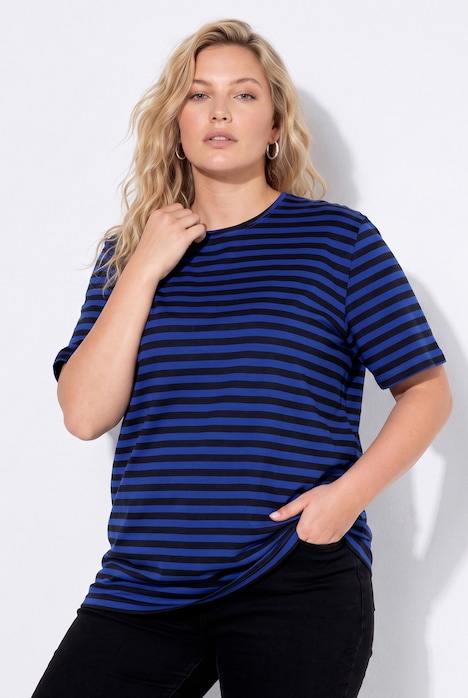 Classic Two Stripe Round Neck Short Sleeve Cotton Tee
