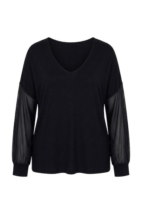Langarmshirt, A-Linie, Ballonärmel aus Mesh
