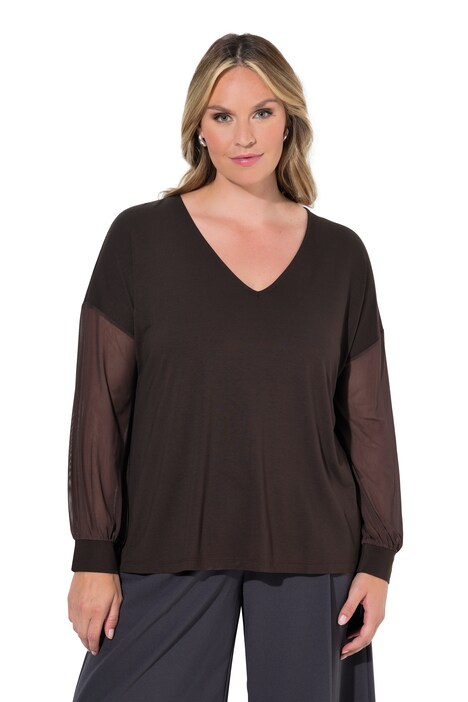 Langarmshirt, A-Linie, Ballonärmel aus Mesh