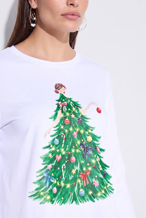 Shirt met lange mouwen, comfortabele pasvorm, kerstboomdame