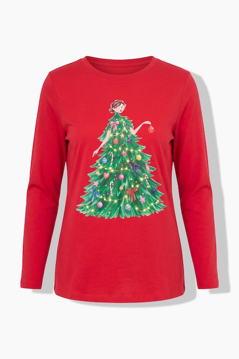 Shirt met lange mouwen, comfortabele pasvorm, kerstboomdame