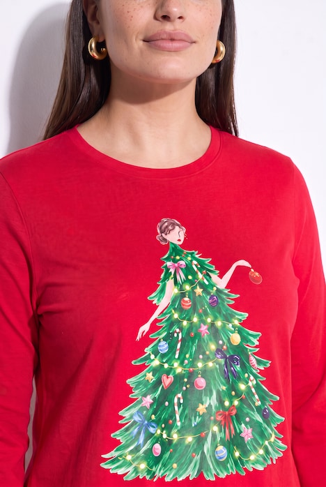 Shirt met lange mouwen, comfortabele pasvorm, kerstboomdame