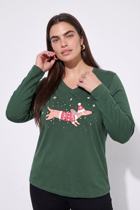Shirt met lange mouwen, comfortabele pasvorm, kerstteckel