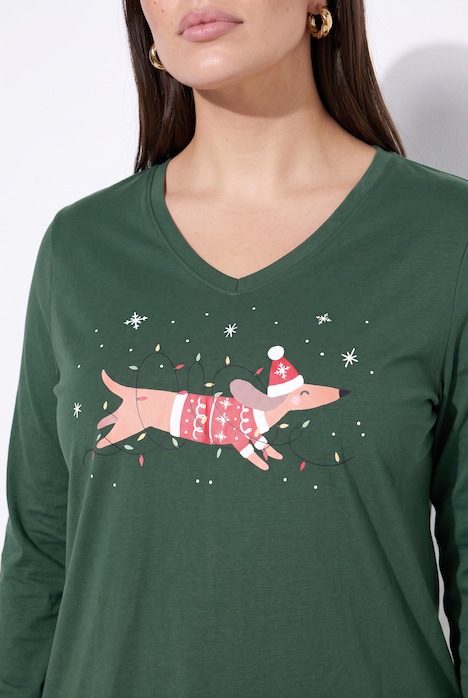 Shirt met lange mouwen, comfortabele pasvorm, kerstteckel