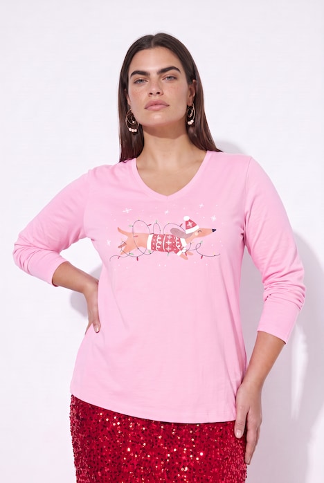 Shirt met lange mouwen, comfortabele pasvorm, kerstteckel