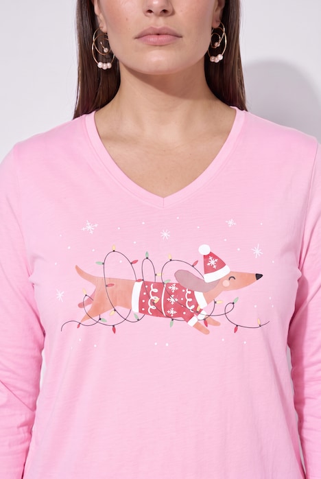 Shirt met lange mouwen, comfortabele pasvorm, kerstteckel