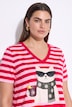T-shirt, A-lijn, gestreept, kerstkat