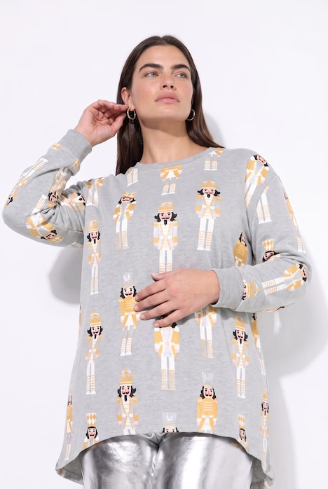 Sweatshirt, lang und oversized, glänzende Nussknacker