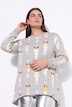 Sweatshirt, lang und oversized, glänzende Nussknacker