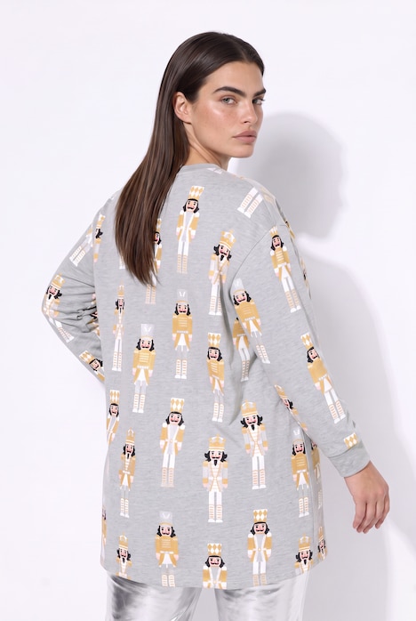 Sweatshirt, lang und oversized, glänzende Nussknacker
