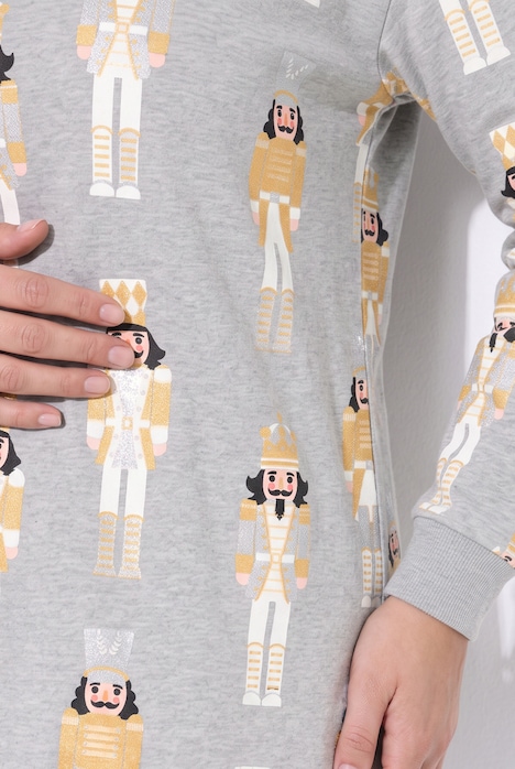 Sweatshirt, lang und oversized, glänzende Nussknacker