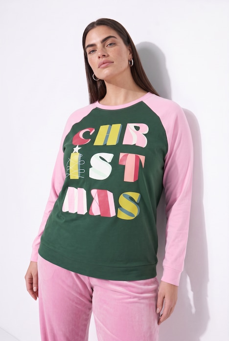 Sweatshirt, comfortabele pasvorm, fluweel, kerstinzetstuk van sweatstof
