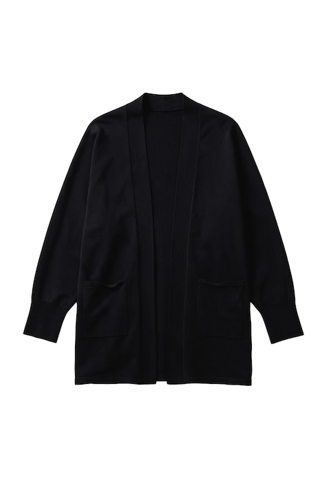 Long-Strickjacke, oversized, offen, Fledermaus-Langarm