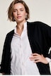 Long-Strickjacke, oversized, offen, Fledermaus-Langarm