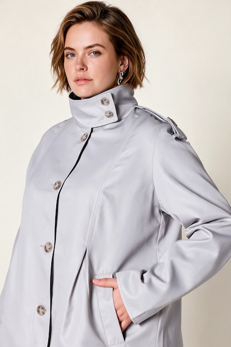 Trenchcoat, Classic Fit, Kellerfalten, Stehkragen