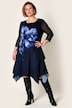 Midi-Plisseekleid, A-Linie, Blumen-Design, Layering-Effekt