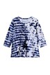 PimaCotton-Shirt, A-Linie, Streifen/Blüten-Design, 3/4-Ärmel