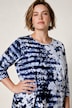 T-shirt en coton Pima, coupe évasée et manches 3/4, motif rayé/floral