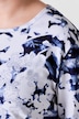 T-shirt en coton Pima, coupe évasée et manches 3/4, motif rayé/floral