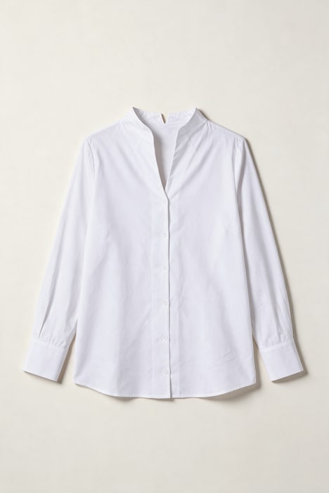 Bluse, Classic Fit, Kelchkragen, Langarm mit Manschetten