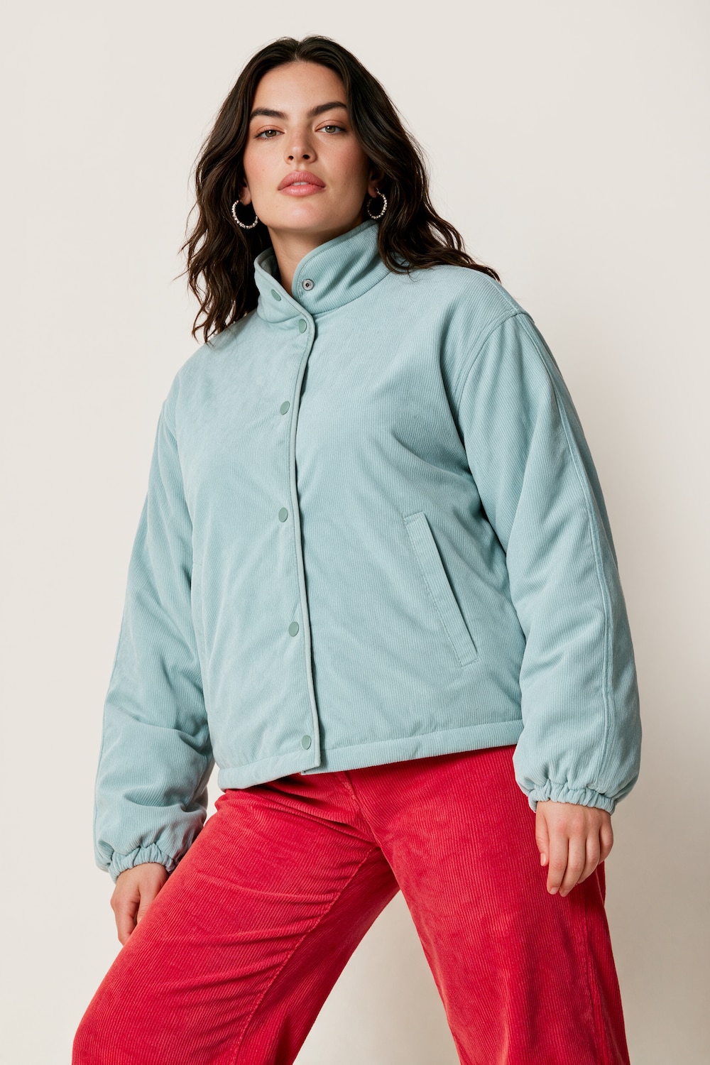 Wendejacke, kurz und oversized, Web/Cord, elastischer Bund