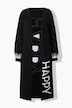 Long-Strickjacke, Straight Fit, HAPPY-Statements