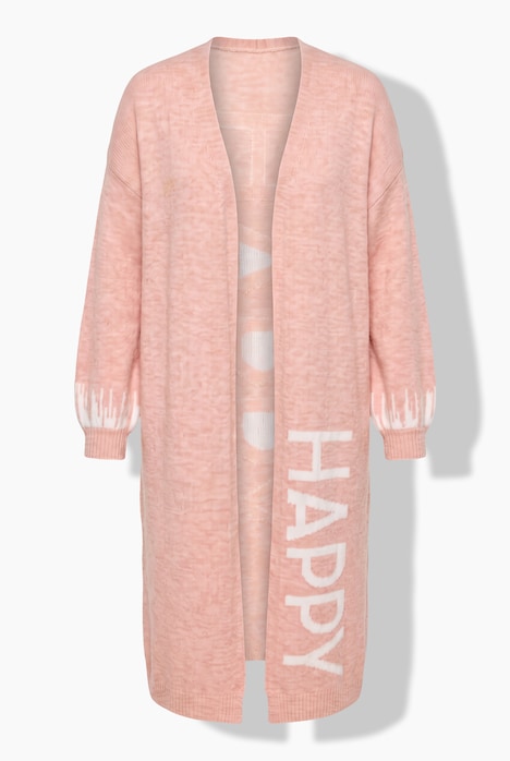 Long-Strickjacke, Straight Fit, HAPPY-Statements