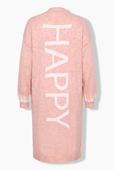 Long-Strickjacke, Straight Fit, HAPPY-Statements