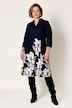 Punto-Midikleid, A-Linie, Polokragen, Flower-Design, 3/4-Arm