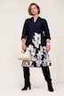 Punto-Midikleid, A-Linie, Polokragen, Flower-Design, 3/4-Arm