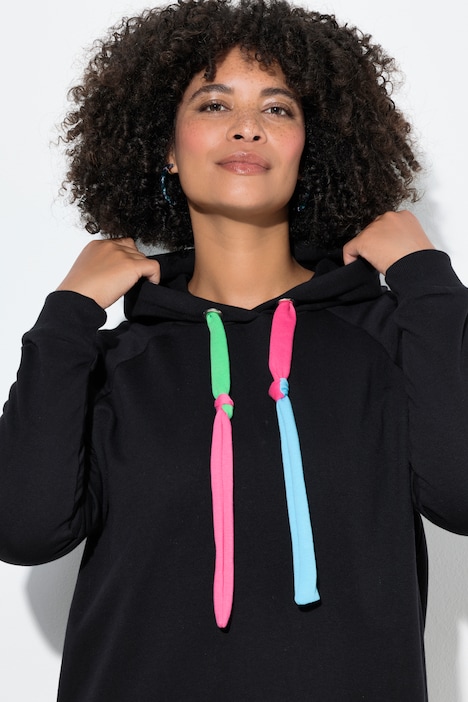 Hoodie, bequeme Passform, Kapuzensweater, bunte Bindebänder