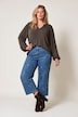 Jeans Mary, verkürzt, Nadelstreifen, Herzen aus Glitzersteinchen