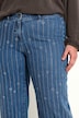 Jeans Mary, verkürzt, Nadelstreifen, Herzen aus Glitzersteinchen