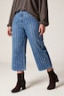 Jeans Mary, verkürzt, Nadelstreifen, Herzen aus Glitzersteinchen
