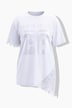 T-Shirt, Boxy Fit, Spitzen-Details, Satin-Schriftzug