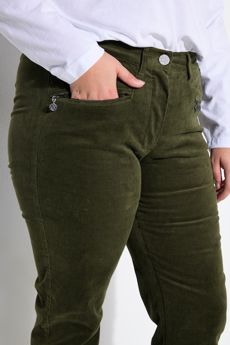 Pantalon en velours côtelé Mony, taille confortable, poches zippées