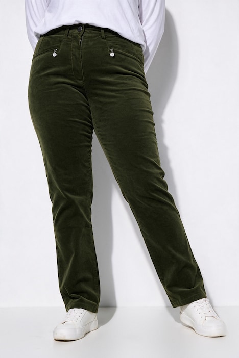 Pantalon en velours côtelé Mony, taille confortable, poches zippées