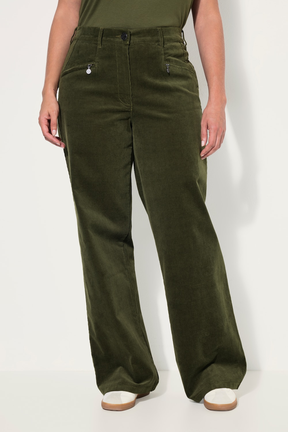 Corduroy broek Mony, wijde pijpen, comfortabele tailleband, ritszakken