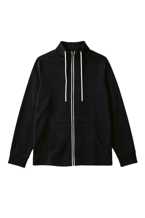 Sweatjacke, bequemer Fit, Piping, Stehkragen, Kängurutasche